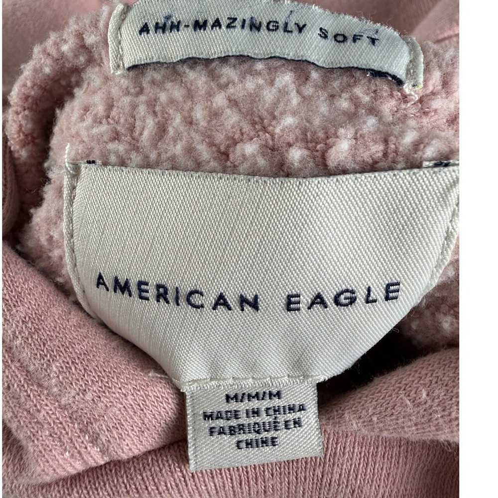 Athleisure Cozy American Eagle Hoodie Medium Colorblock Fleece Sweatshirt Casual - Picture 4 of 7